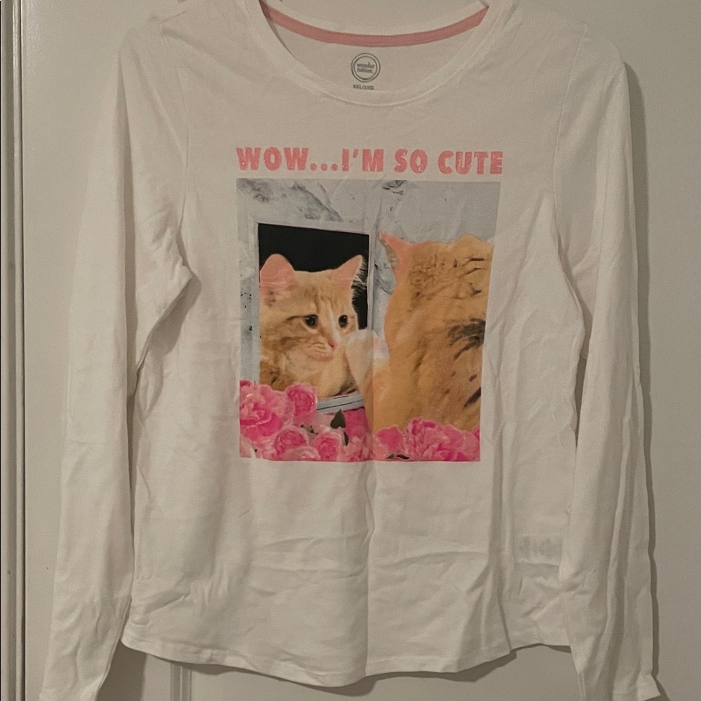 Wonder Nation White Long Sleeve Cat Shirt